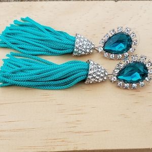 Teal statement earring